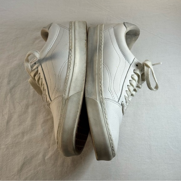 Vans Women's White Leather Lace Up Sneakers Size 10 (Men’s 8.5) - Picture 7 of 12